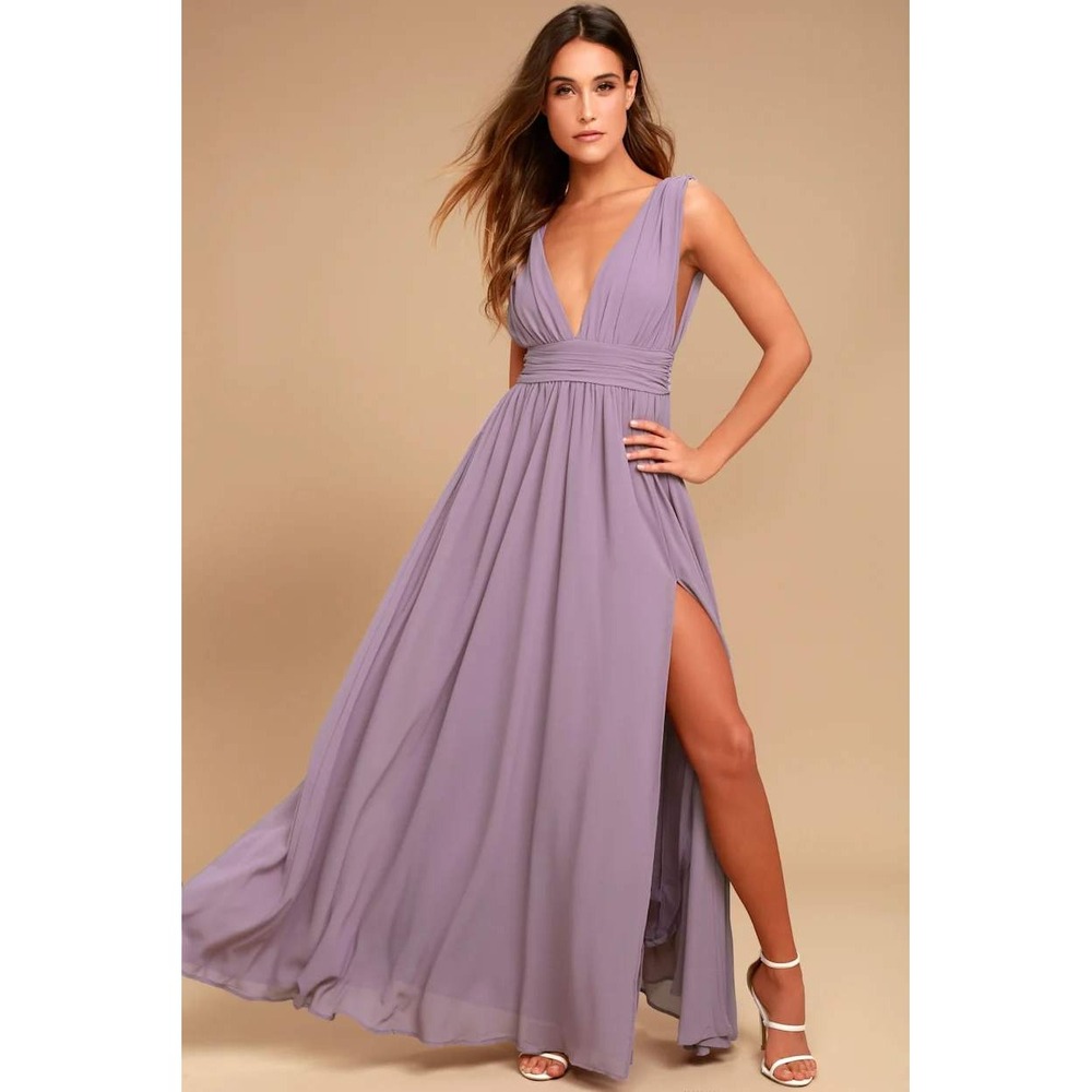 Lulus Heavenly Dusty Violet Lavender Purple Maxi Dress Size Large